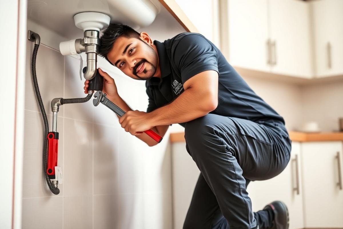 Under-sink pipe leakage repair in a kitchen